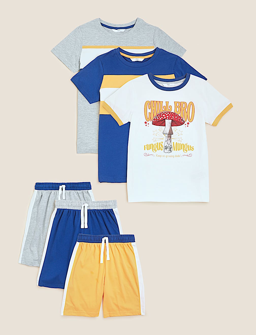 3pk Pure Cotton Print Short Pyjama Sets (6-13 Yrs)