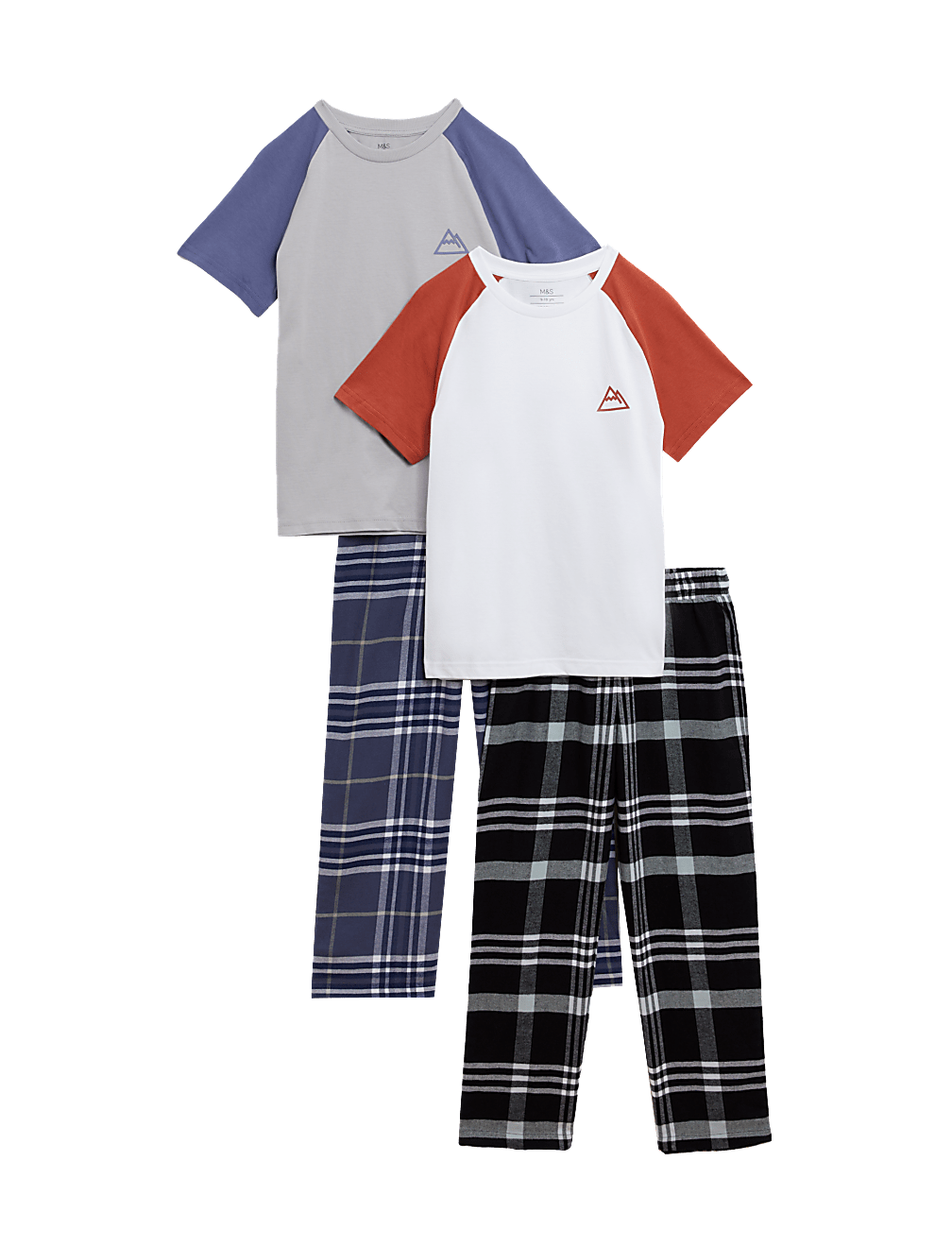 2pk Pure Cotton Checked Pyjama Sets (6-16 Yrs)