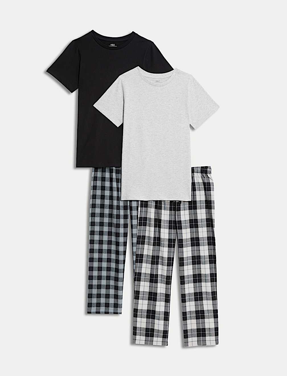 2pk Pure Cotton Checked Pyjama Sets (3-16 Yrs)