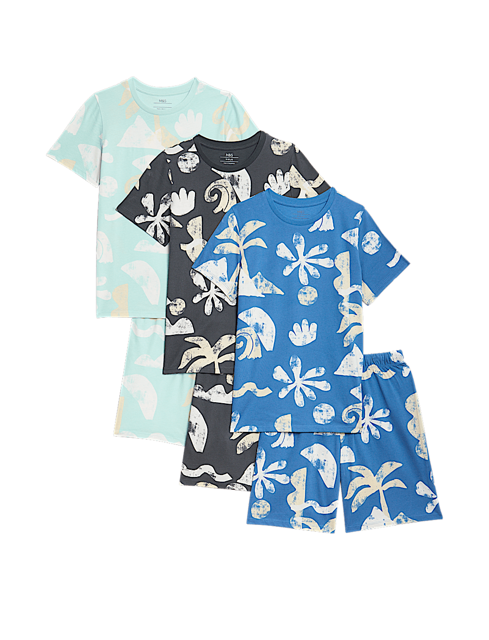 3pk Pure Cotton Printed Short Pyjama Sets (1-16 Yrs)