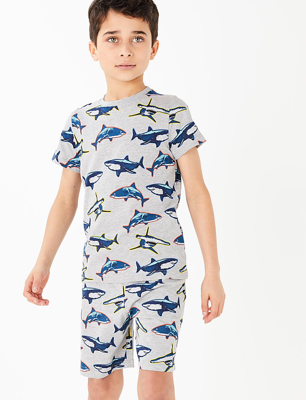 2 Pack Cotton Shark Short Pyjama Sets (6-16 Yrs)