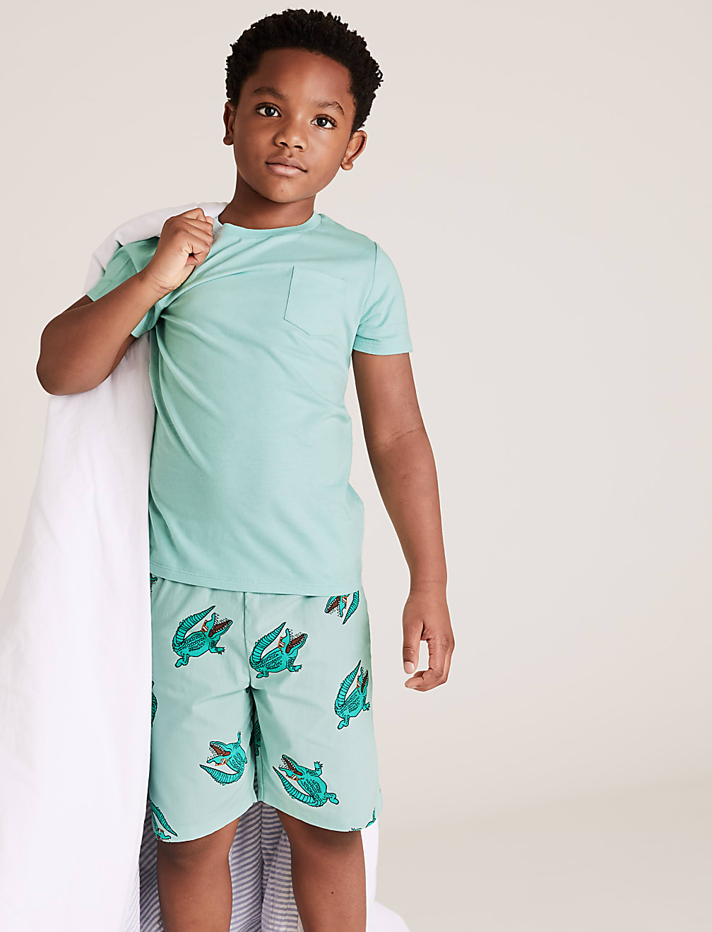 2pk Pure Cotton Alligator Short Pyjama Set (6-16 Yrs)