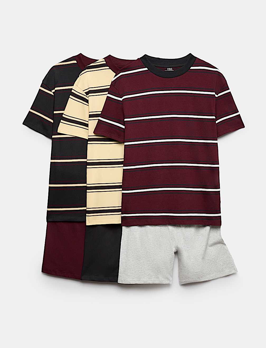 3 Pack Striped Short Pyjama Sets (6-16 Yrs)
