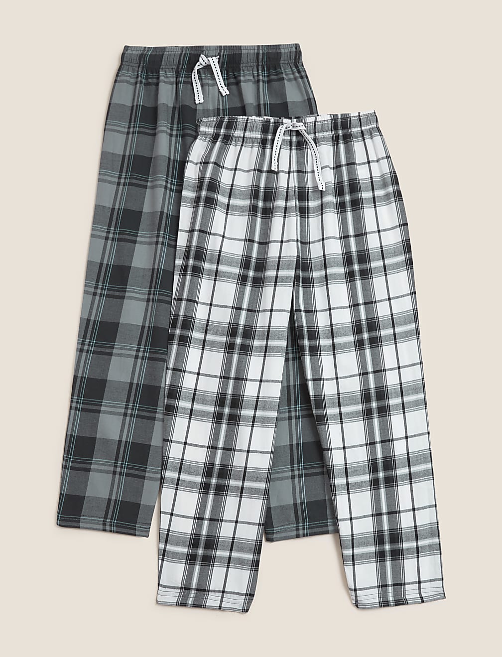 2pk Pure Cotton Check Pyjama Trousers (6-16 Yrs)