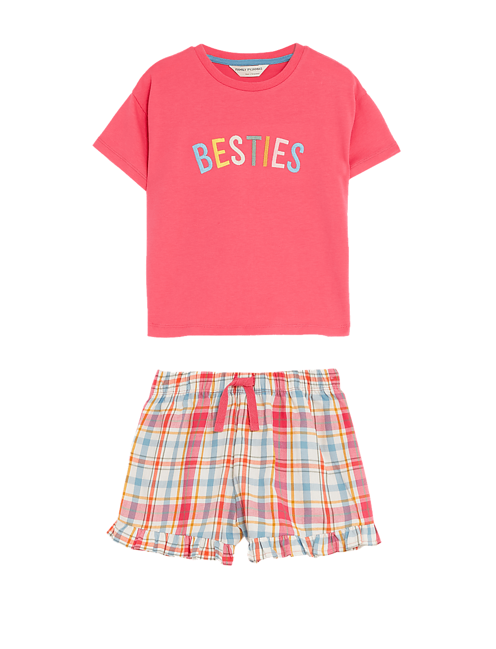 Pure Cotton Besties Slogan Short Pyjama Set