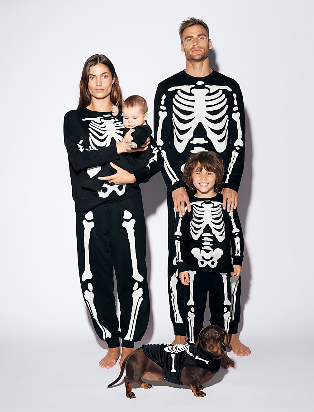 Pure Cotton Glow In The Dark Skeleton Pyjamas (1-16 Yrs)