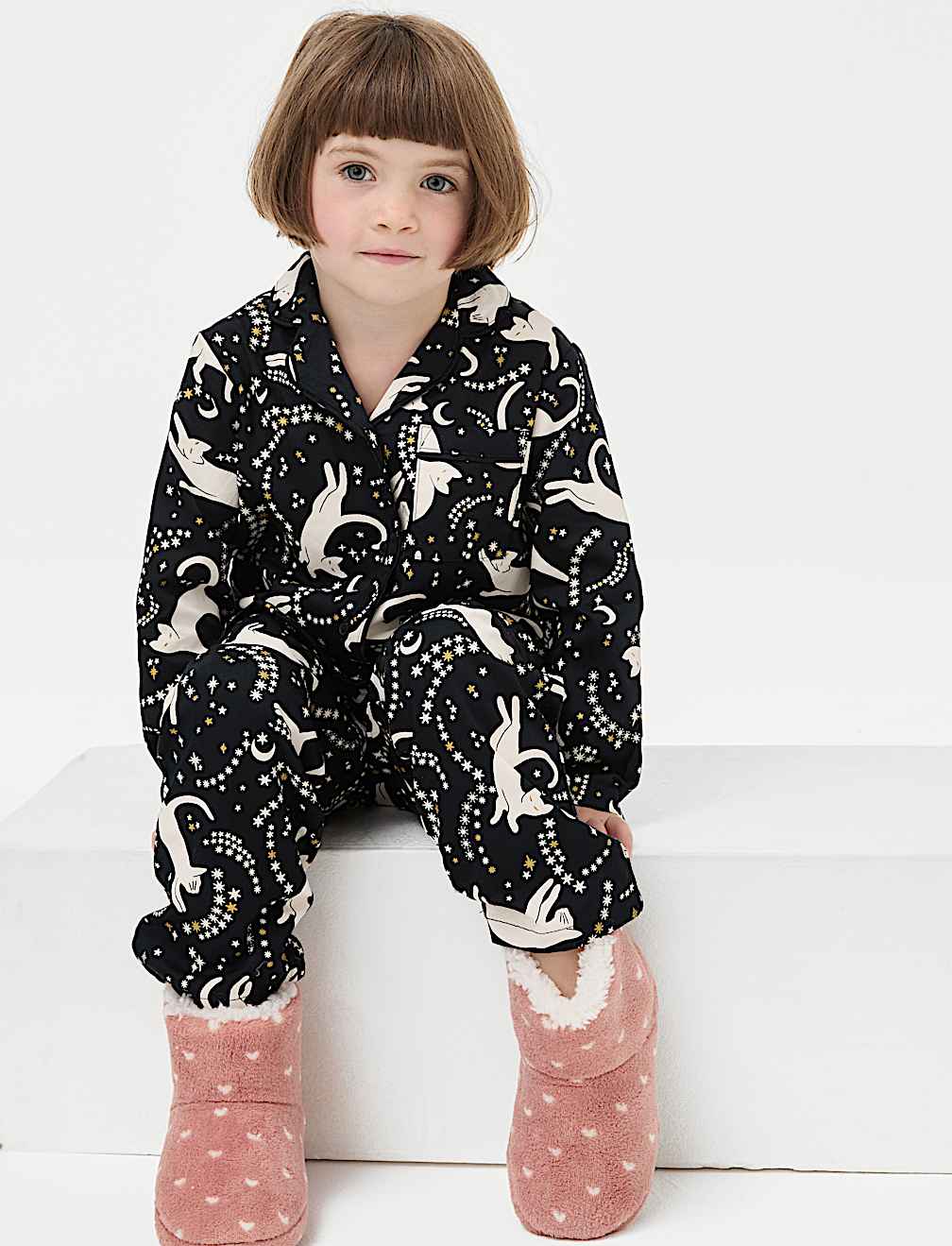 Pure Cotton Mini Me Cat Print Pyjamas (1-16 Yrs)