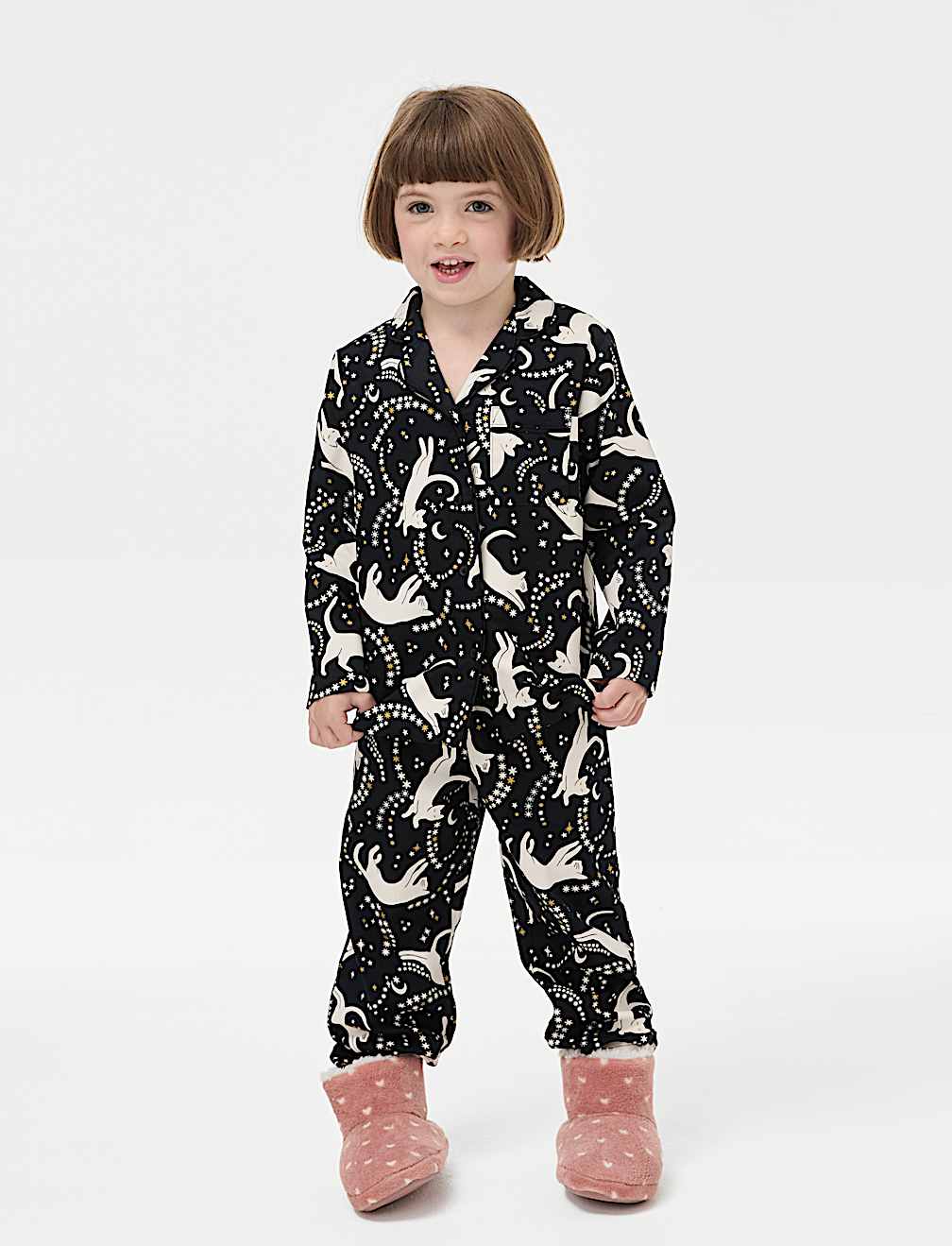 Pure Cotton Mini Me Cat Print Pyjamas (1-16 Yrs)