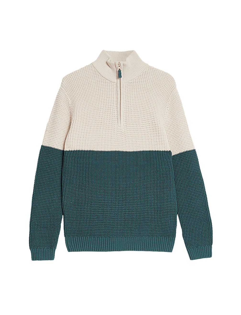 Pure Cotton Waffle Zip Jumper (6-16 Yrs)