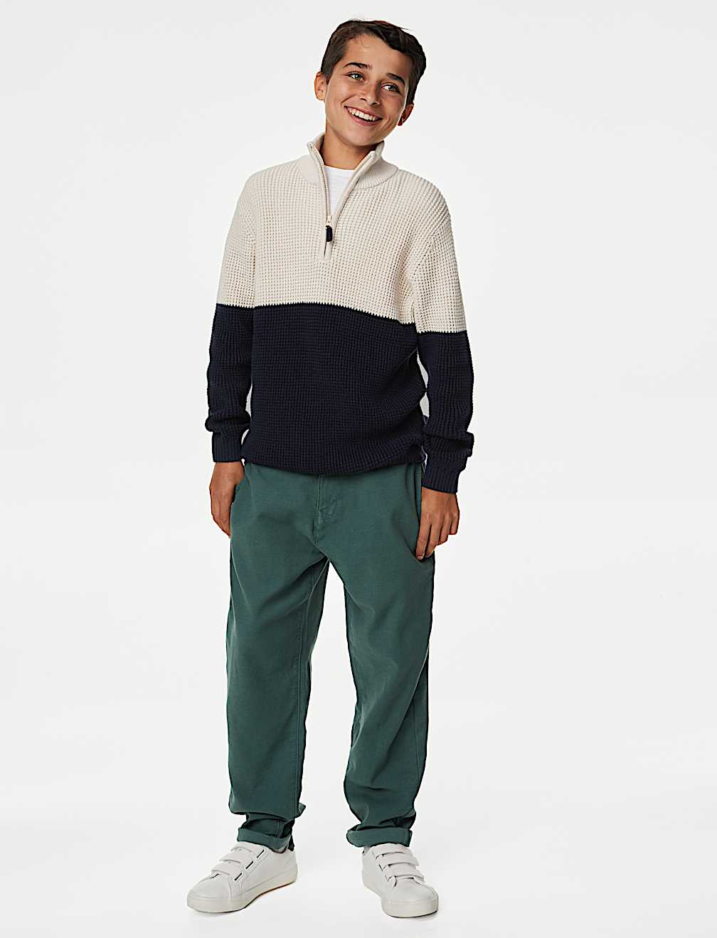 Pure Cotton Waffle Zip Jumper (6-16 Yrs)