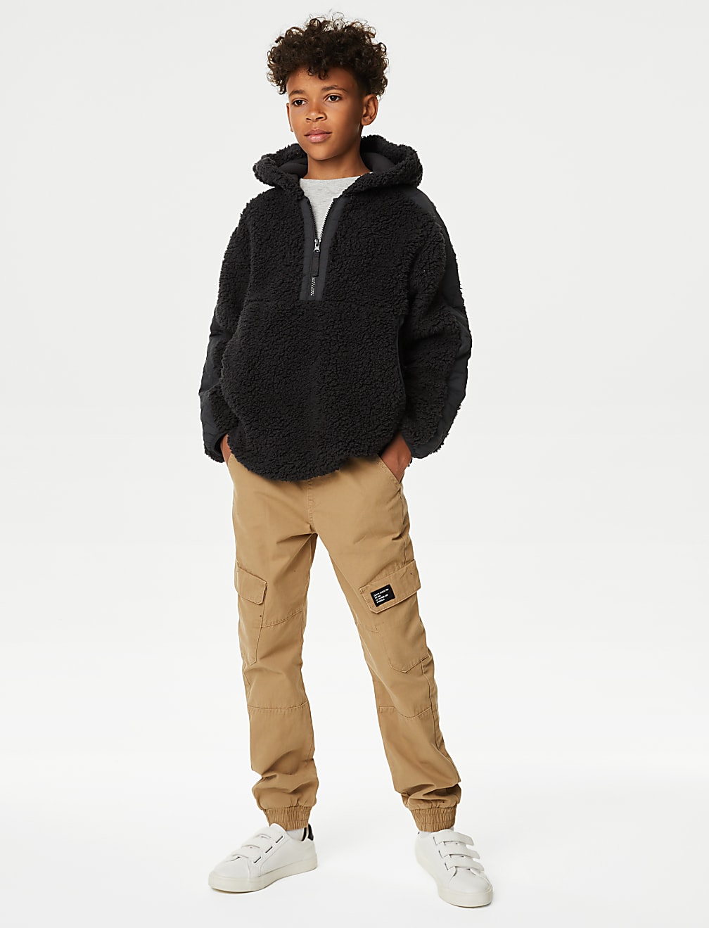 Half zip borg hoodie cheap