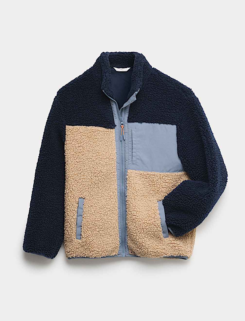 Colour Block Zip Borg Jacket (6-16 Yrs)