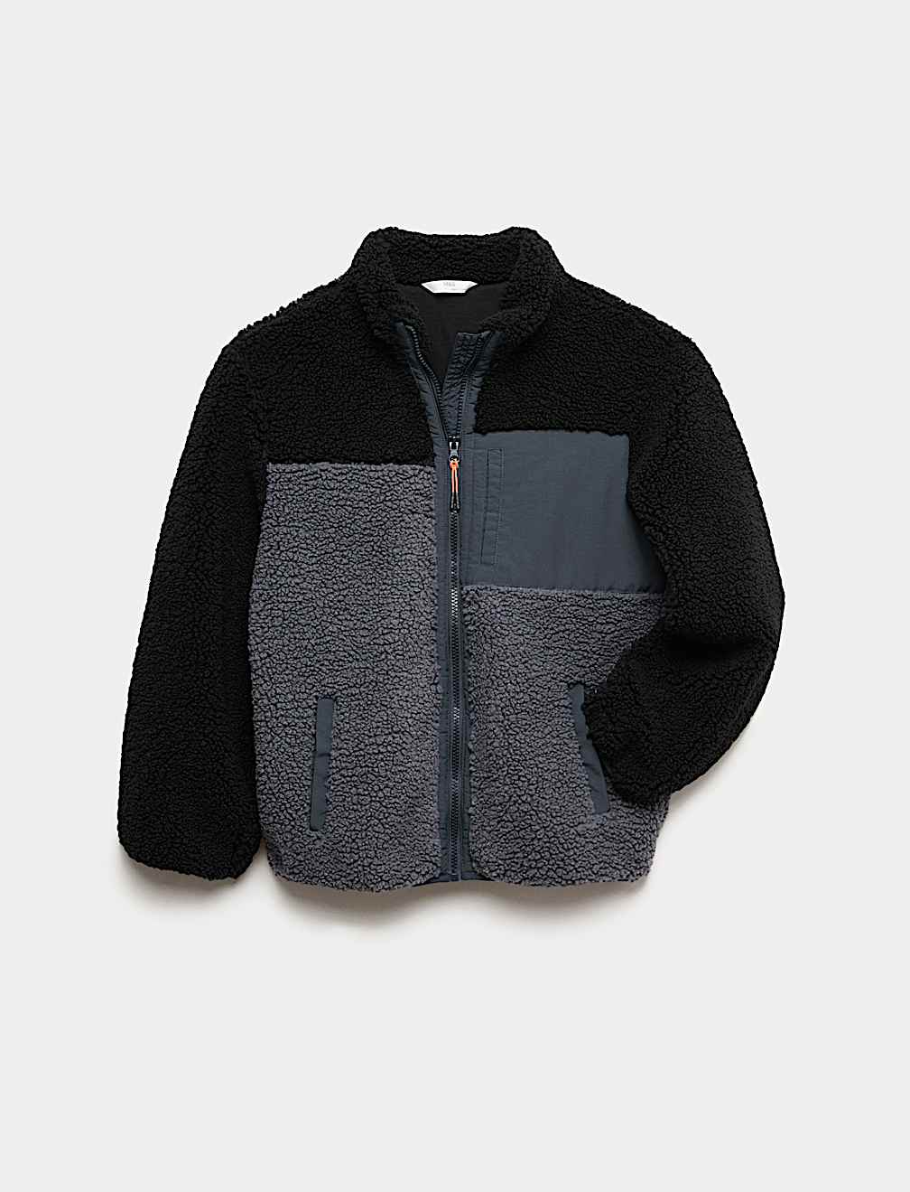 Colour Block Zip Borg Jacket (6-16 Yrs)