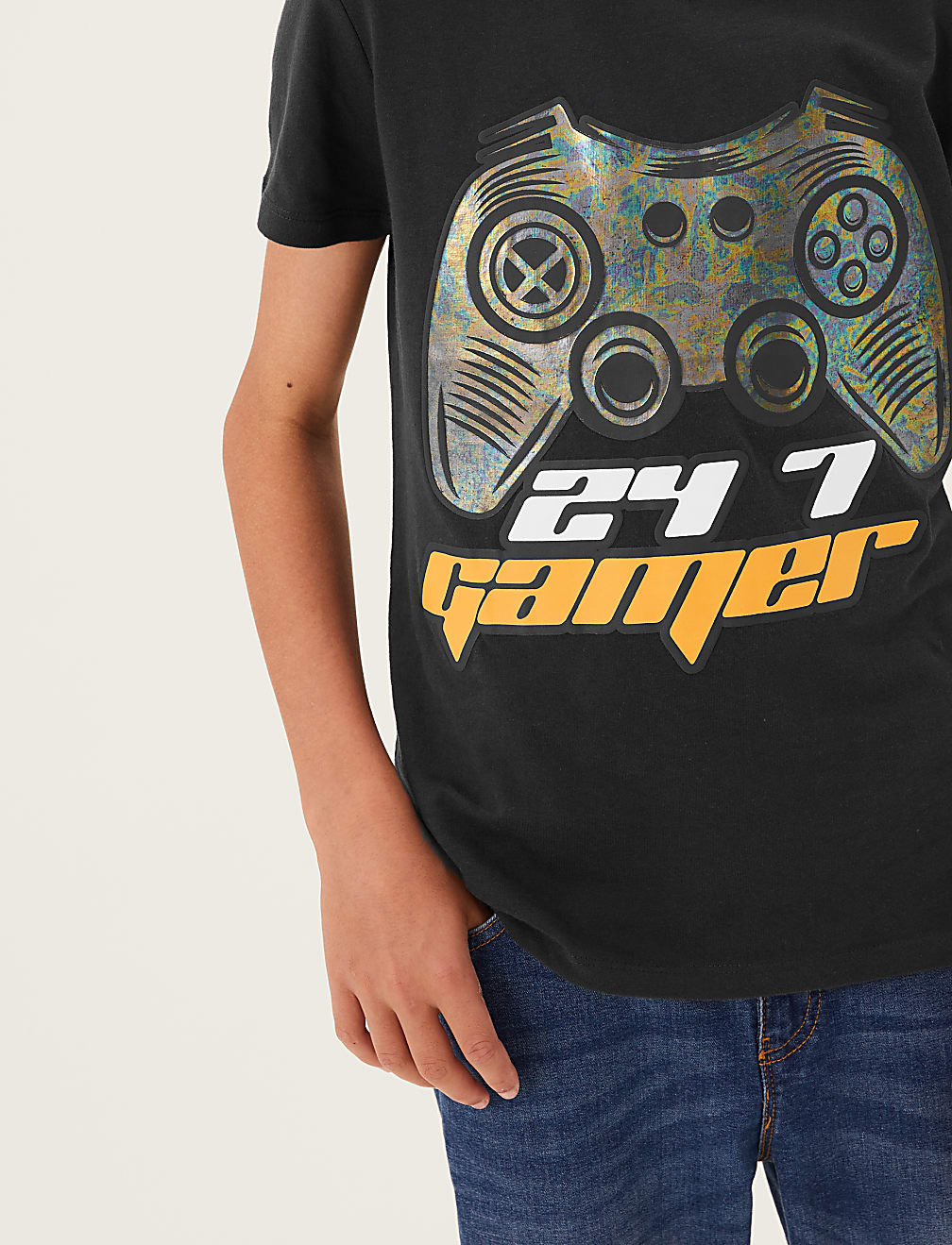 Pure Cotton Gamer Slogan Sequin T-Shirt (6-16 Yrs)