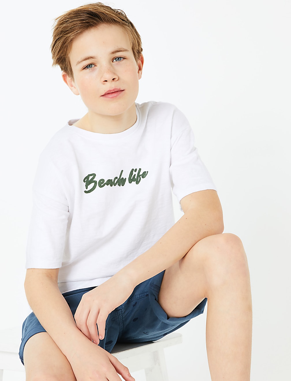 Pure Cotton Embroidered Skull T-Shirt (6-16 Yrs)