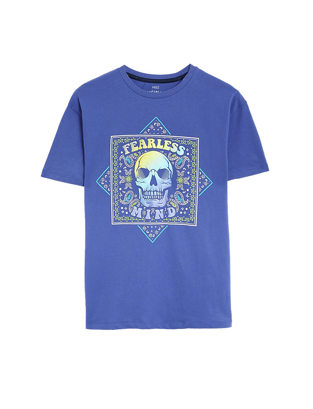 Pure Cotton Paisley Skull T-Shirt