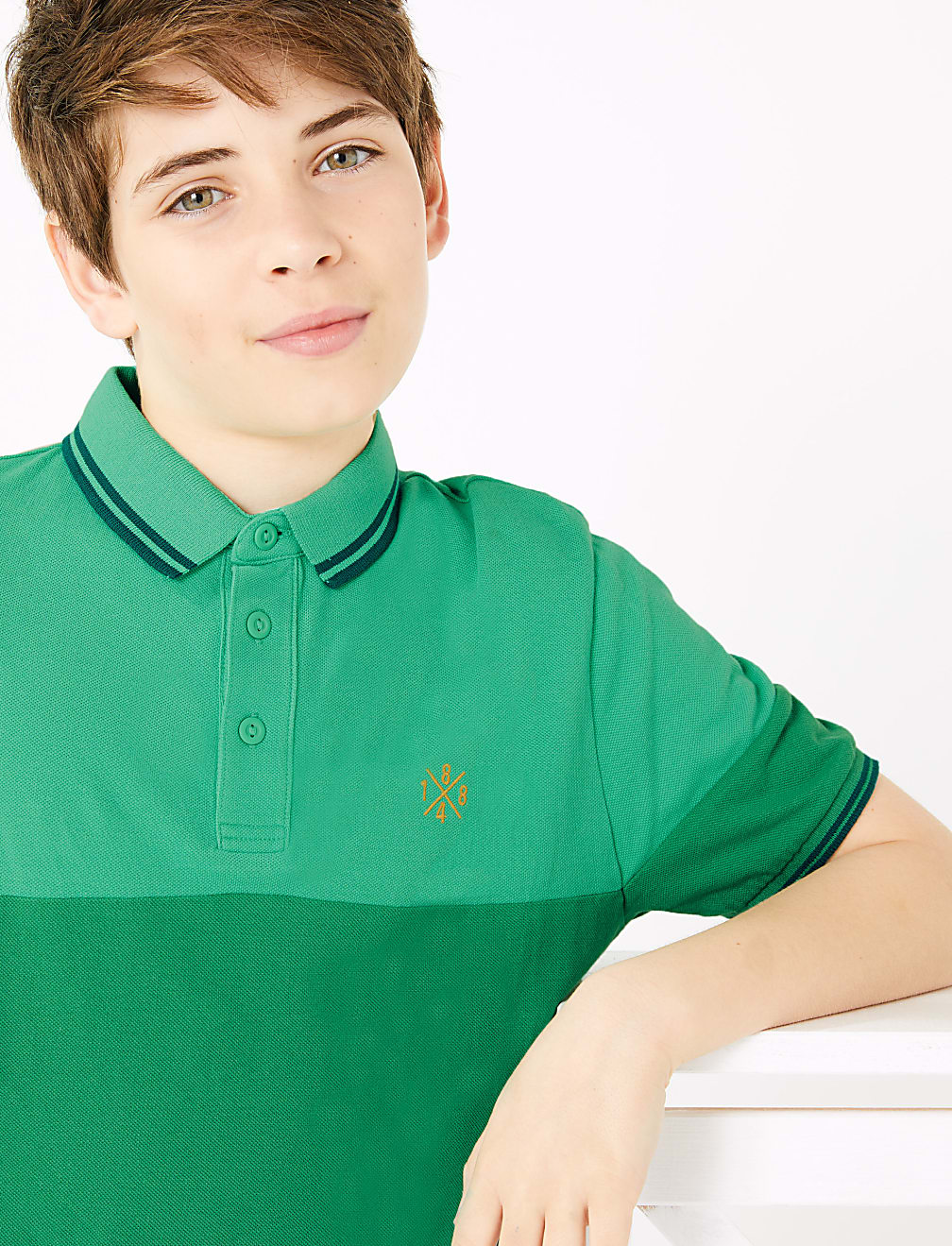 Cotton Block Stripe Polo Shirt (6-16 Yrs)