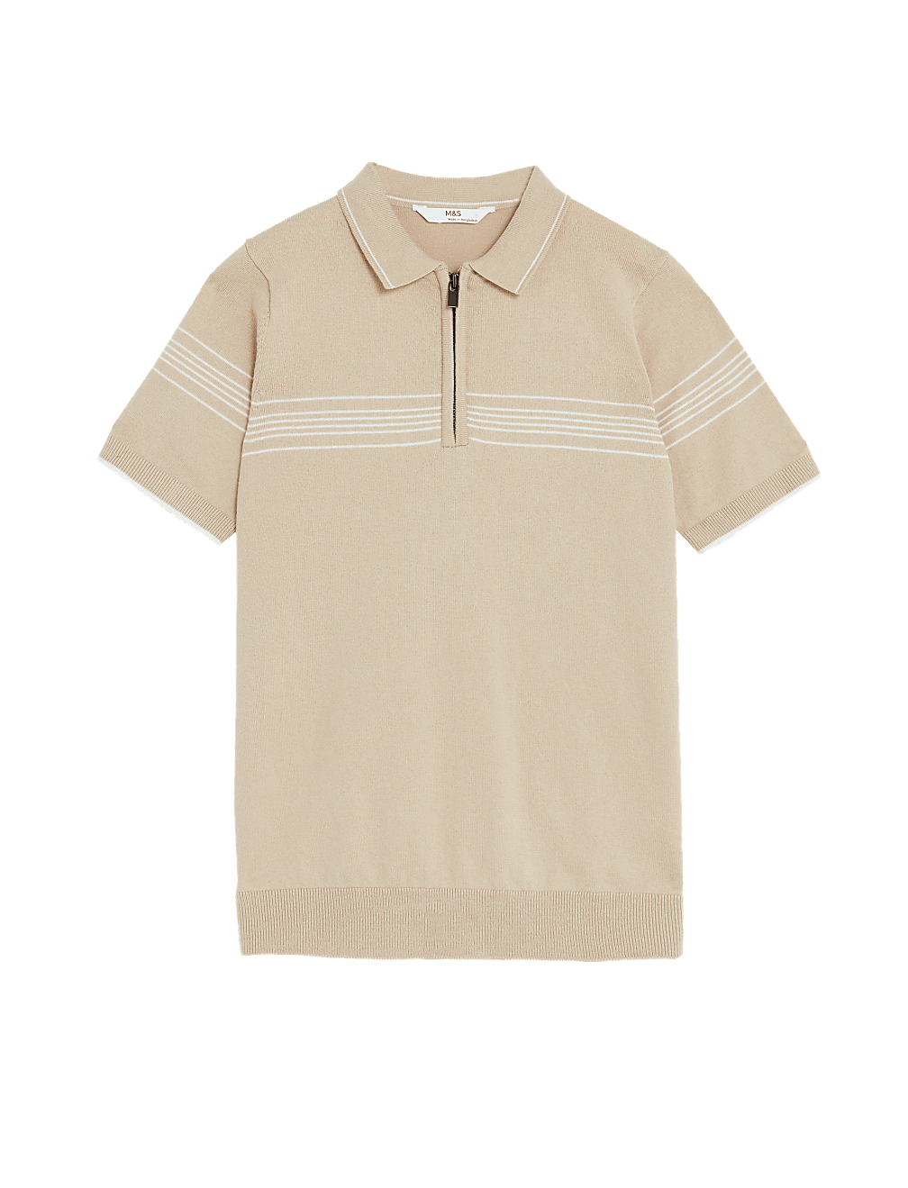 Cotton Rich Striped Knitted Polo Shirt (6-16 Yrs)