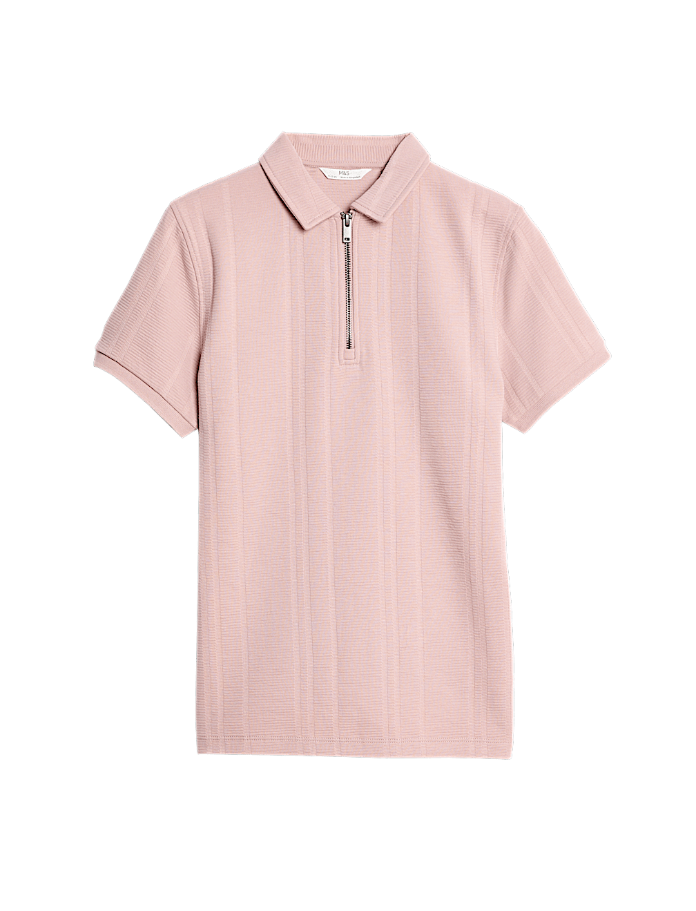 Pure Cotton Textured Zip Polo Shirt (2-16 Yrs)