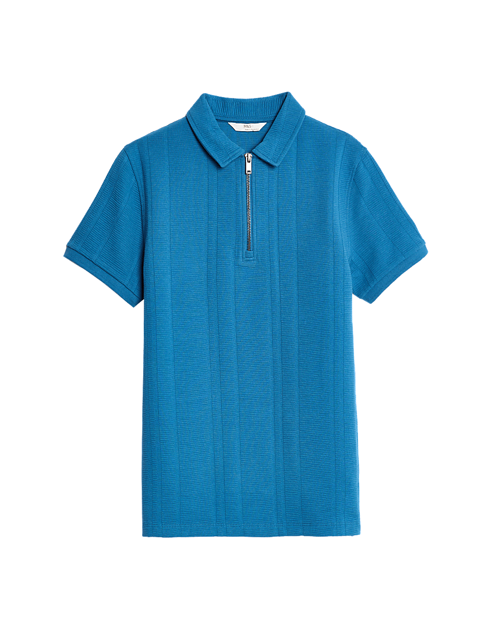 Pure Cotton Textured Zip Polo Shirt (2-16 Yrs)