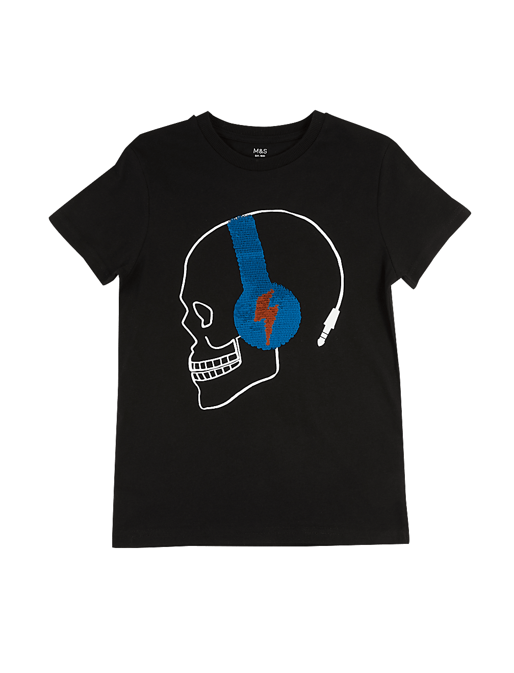 Cotton Reversible Sequin Skull T-Shirt (6-16 Yrs)