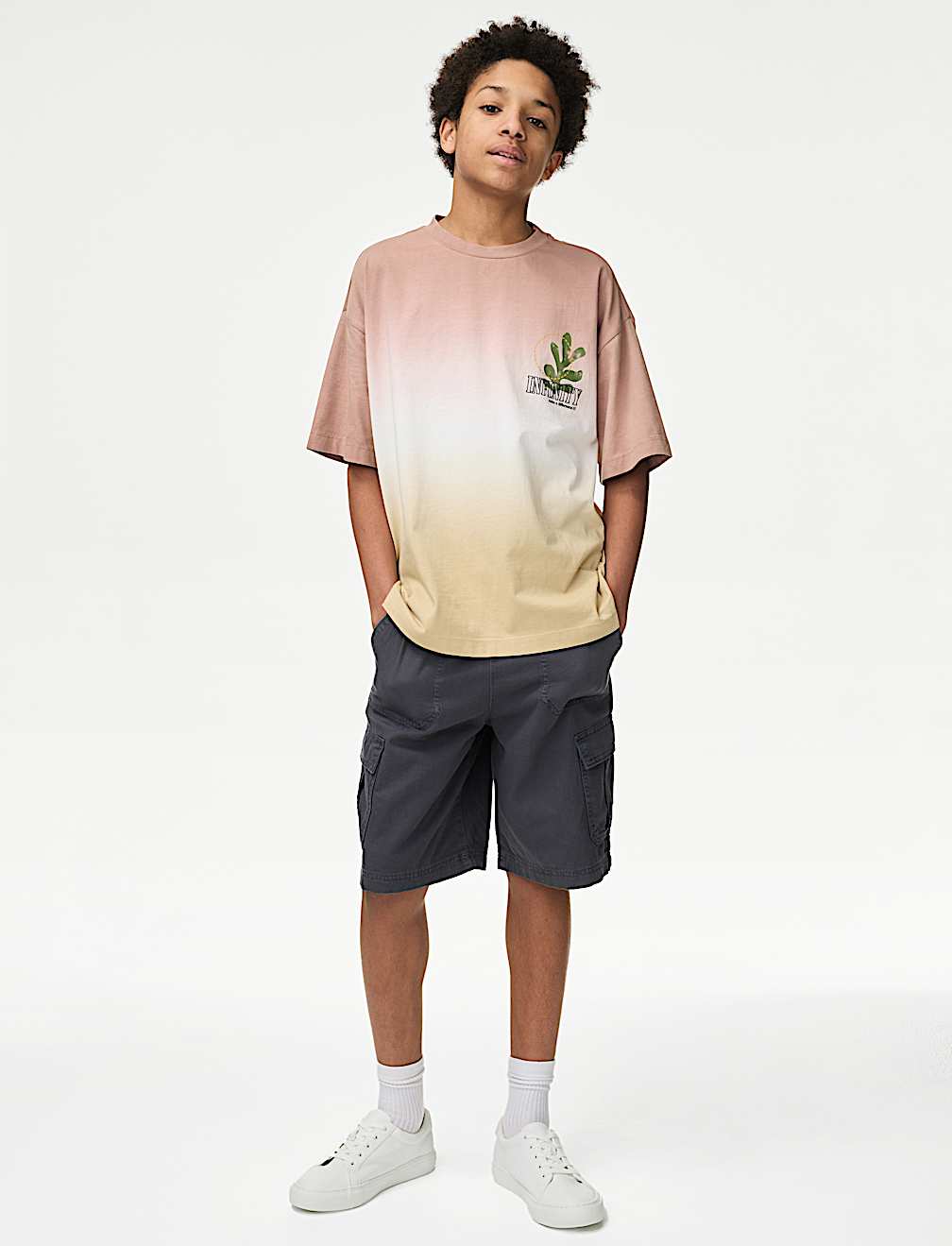 Pure Cotton Ombre Slogan T-shirt (2-16 Yrs)