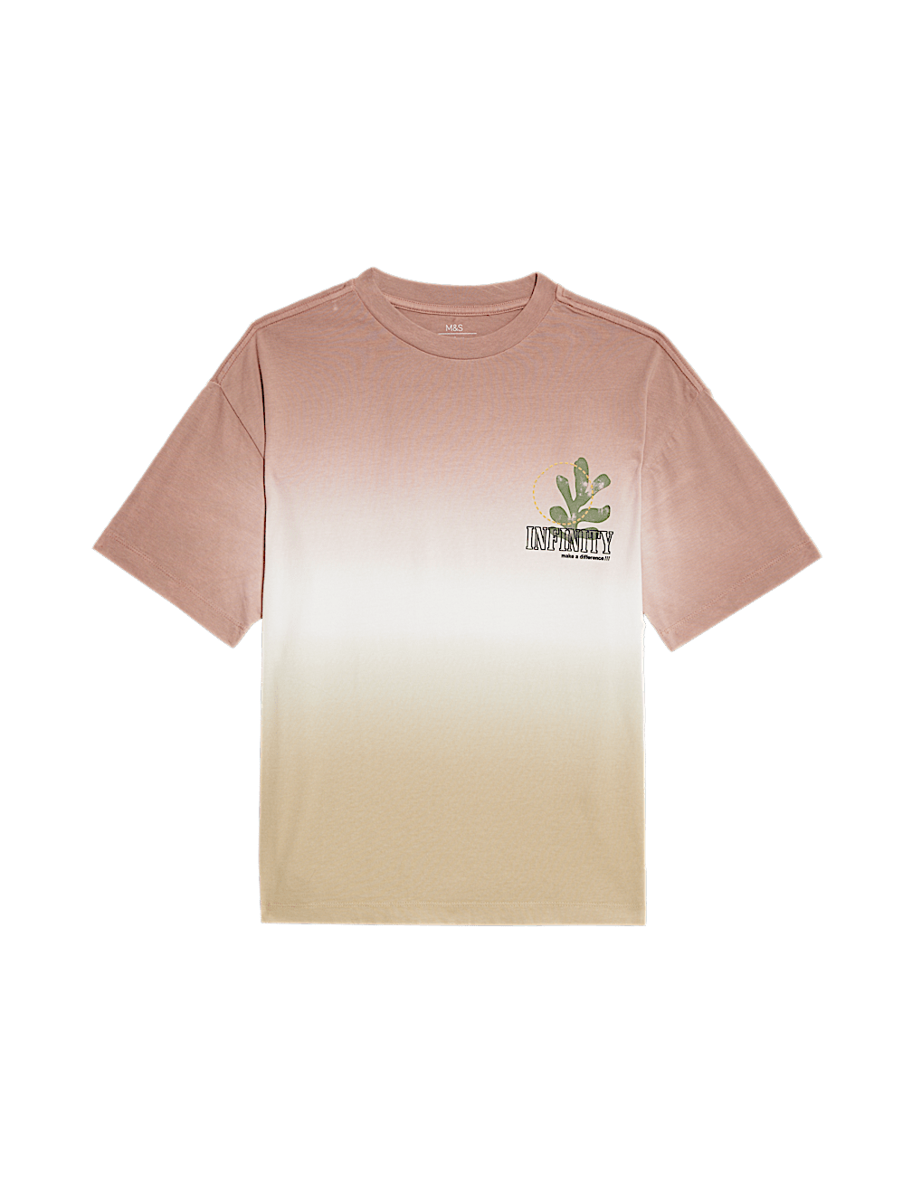 Pure Cotton Ombre Slogan T-shirt (2-16 Yrs)