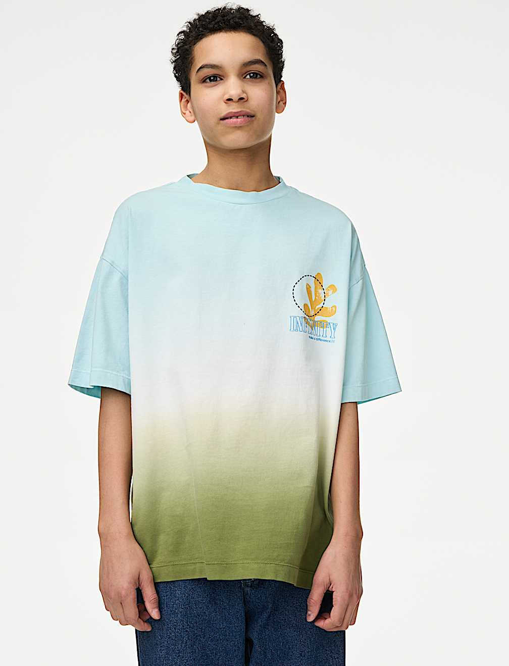 Pure Cotton Ombre Slogan T-shirt (2-16 Yrs)