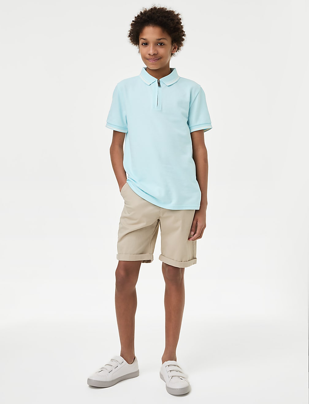 Pure Cotton Half Zip Polo Shirt (6-16 Yrs)