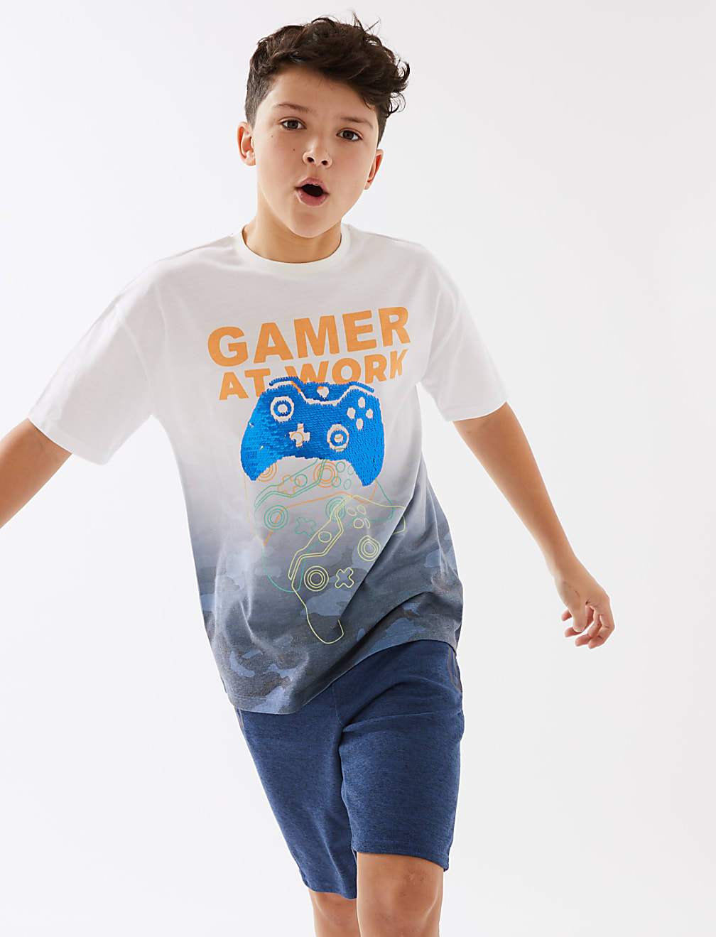 Sequin Gamer T-Shirt with Cotton (6-16 Yrs)