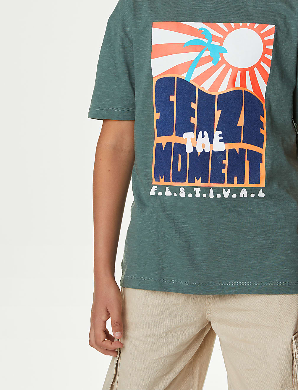 Pure Cotton Festival Slogan T-Shirt (6-16 Yrs)