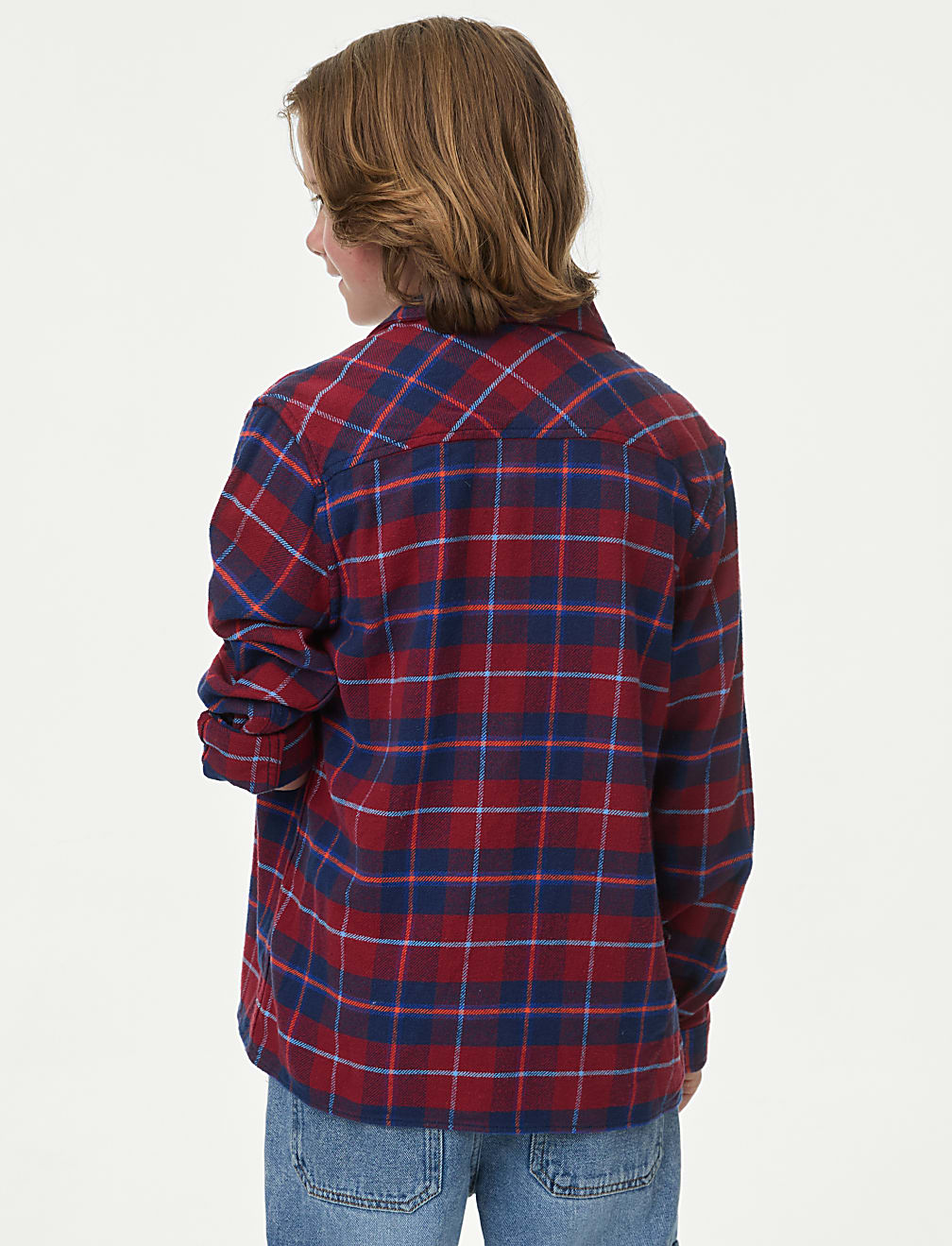 2pc Pure Cotton Checked Shirt & T-Shirt Set (6-16 Yrs)