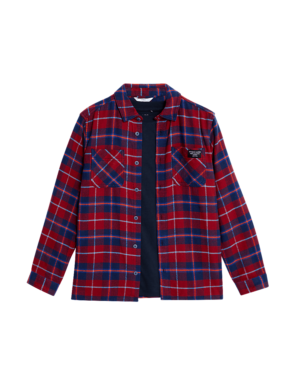 2pc Pure Cotton Checked Shirt & T-Shirt Set (6-16 Yrs)