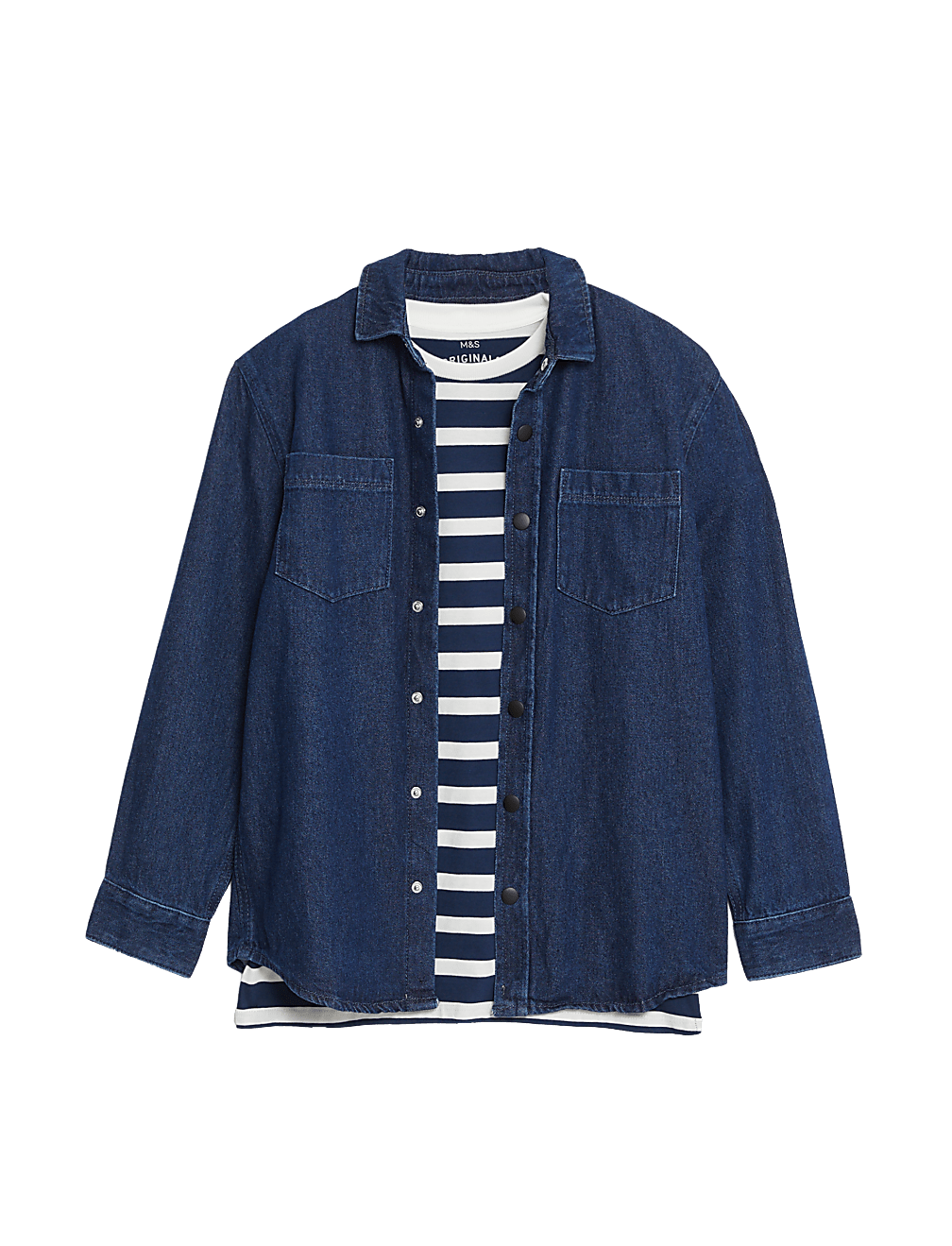2pc Pure Cotton Striped Shirt & T-Shirt Set (6-16 Yrs)