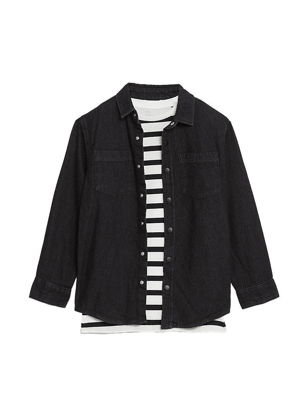 2pc Pure Cotton Striped Shirt & T-Shirt Set (6-16 Yrs)