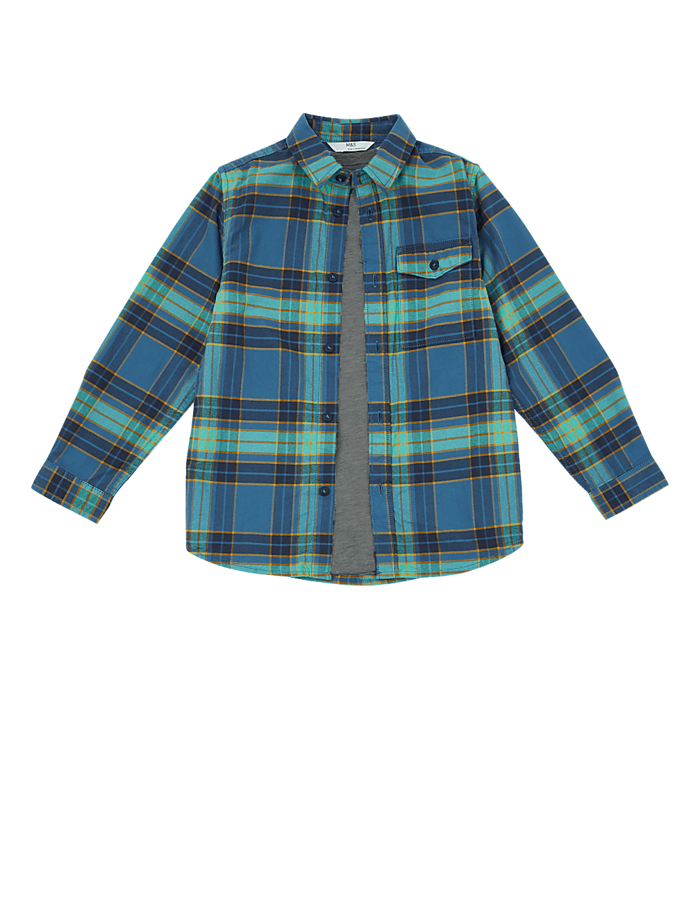 2 Piece Checked Shirt & T-Shirt Set