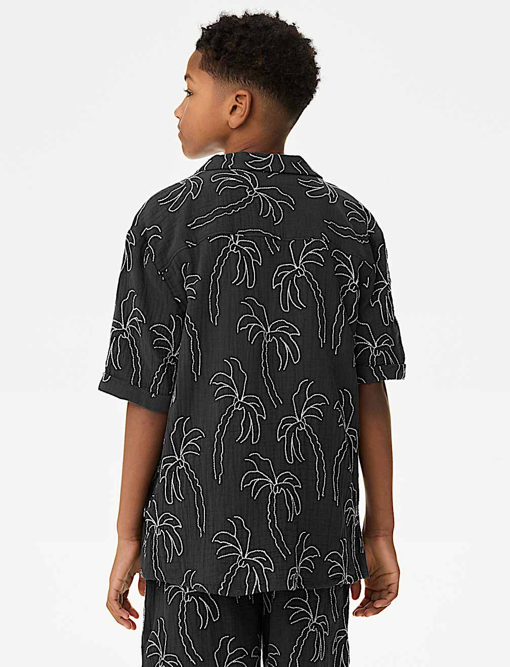 Pure Cotton Textured Palm Tree Shirt (2-16 Yrs)