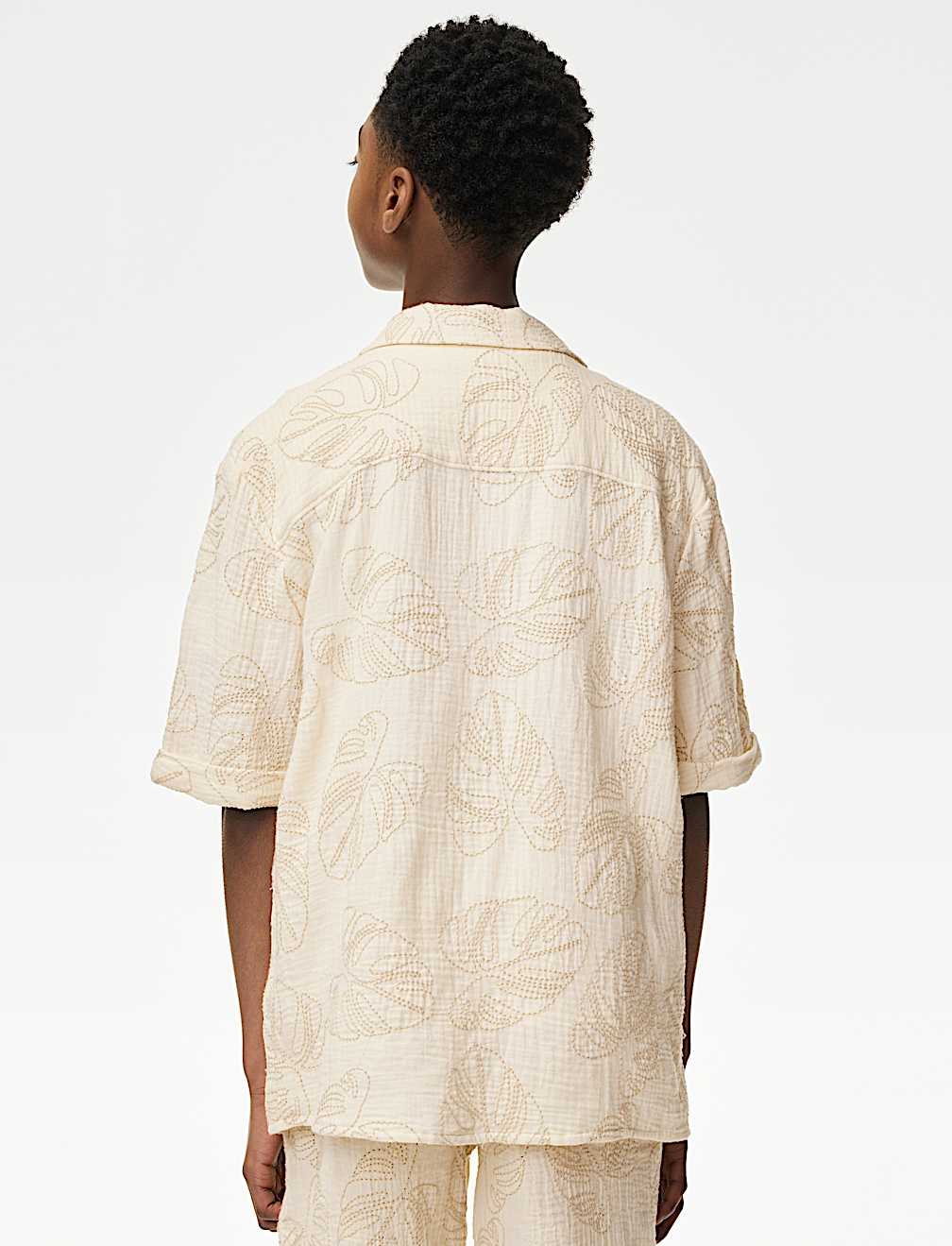 Pure Cotton Textured Palm Tree Shirt (2-16 Yrs)