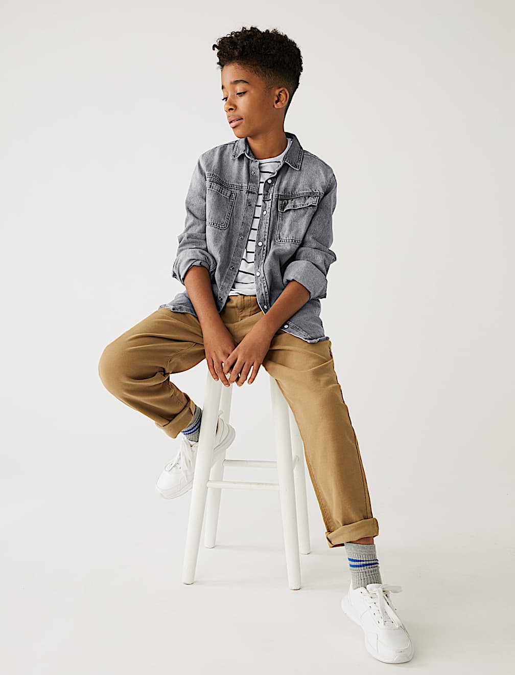 2pc Pure Cotton Denim Shirt with T-Shirt (6-16 Yrs)