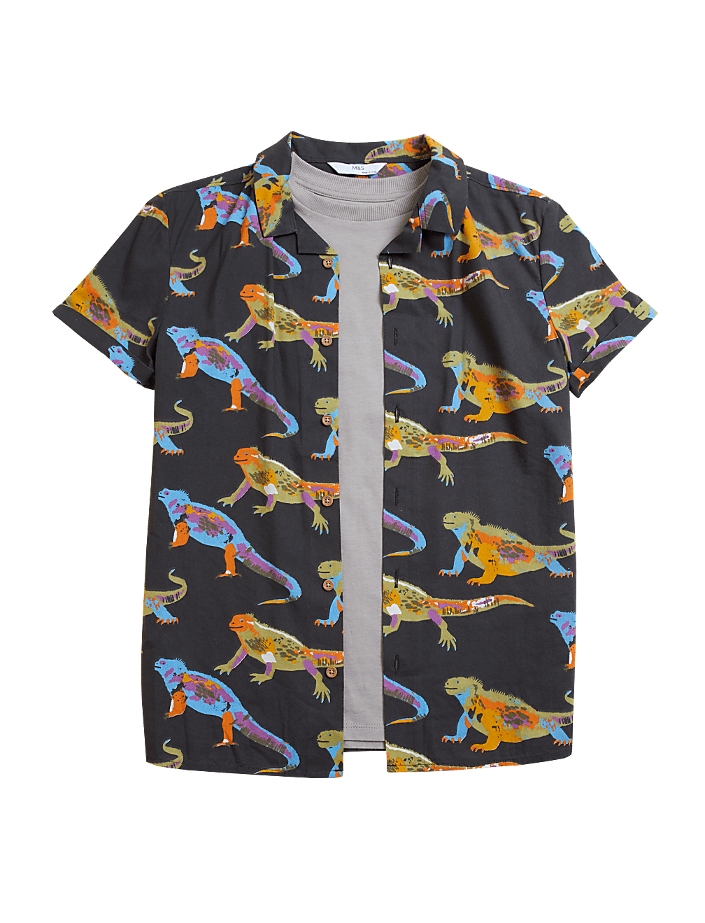 Cotton Rich Iguana Print Shirt with T-Shirt (6-16 Yrs)