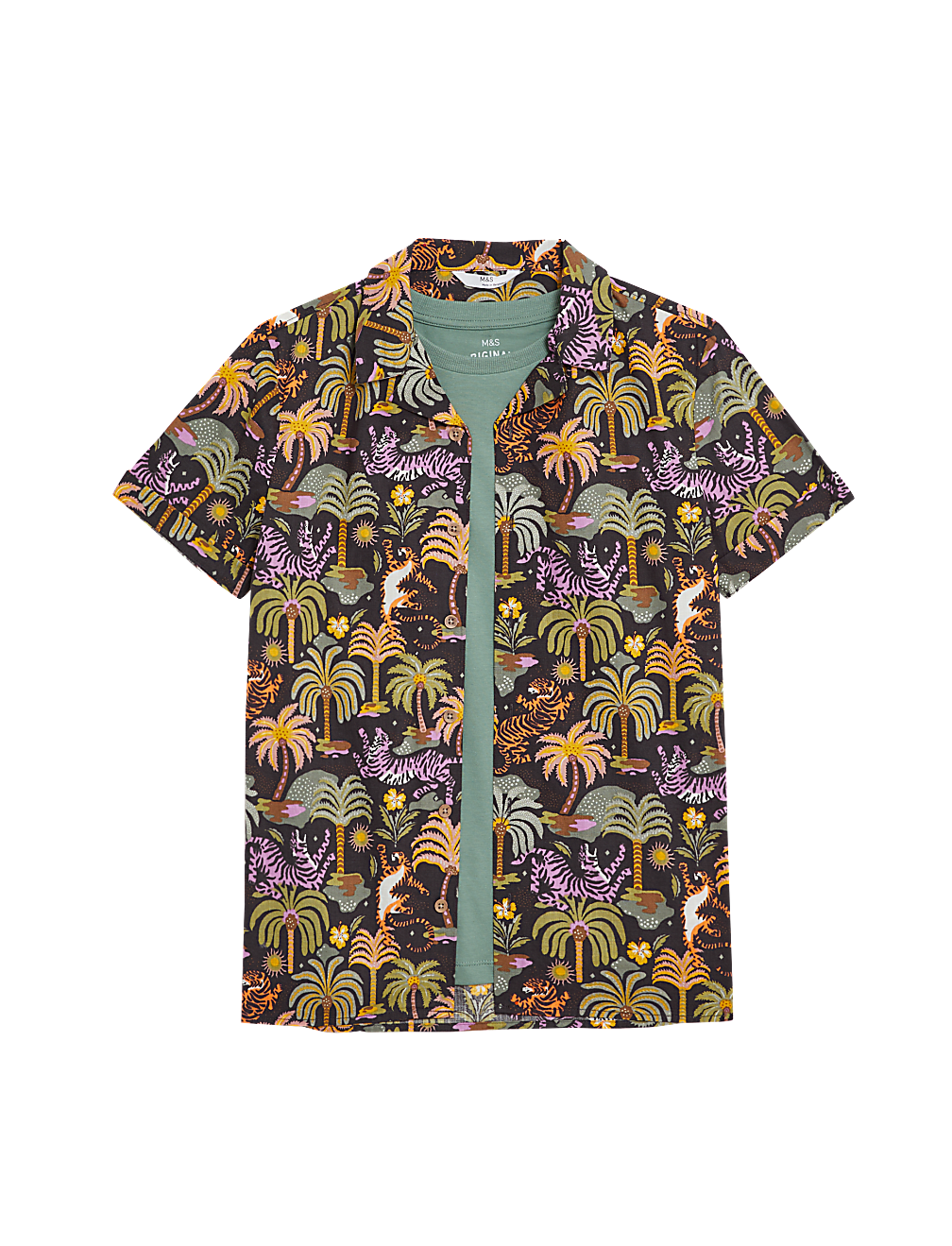 2pc Pure Cotton Printed Shirt & T-Shirt Set (6-16 Yrs)