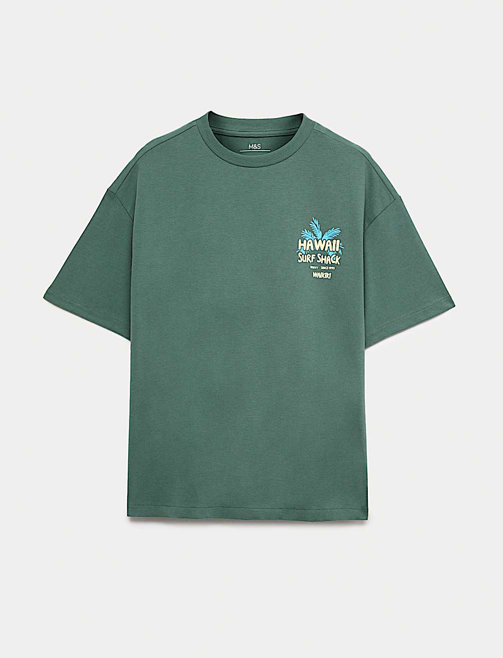 Pure Cotton Hawaii Surf Graphic T-Shirt (6-16 Yrs)