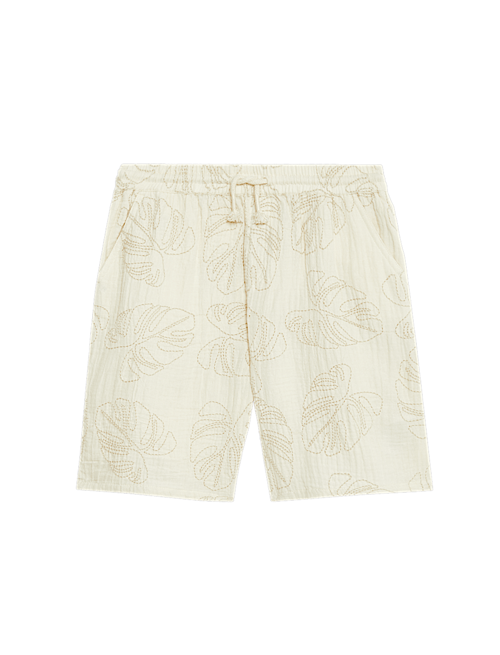 Pure Cotton Textured Palm Tree Shorts (2-16 Yrs)