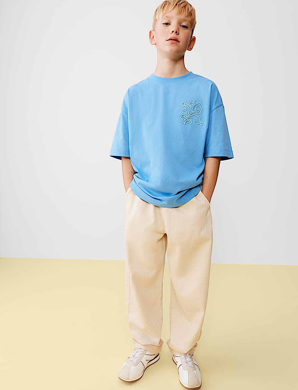 Relaxed Cotton Rich Lightweight Trousers (6-16 Yrs)