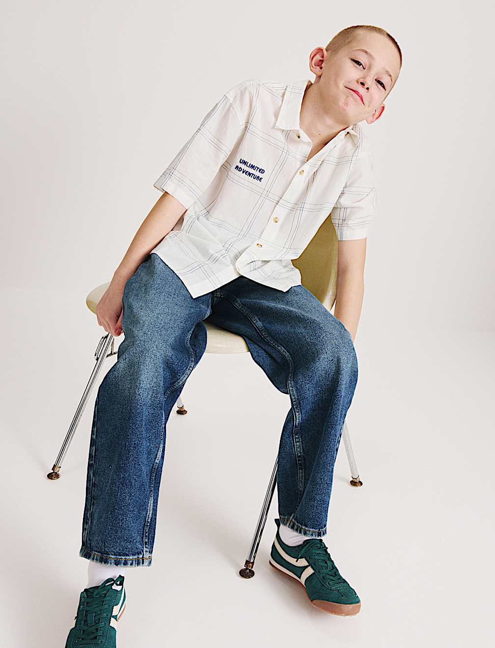 Pure Cotton Textured Check Shirt (6-16 Yrs)