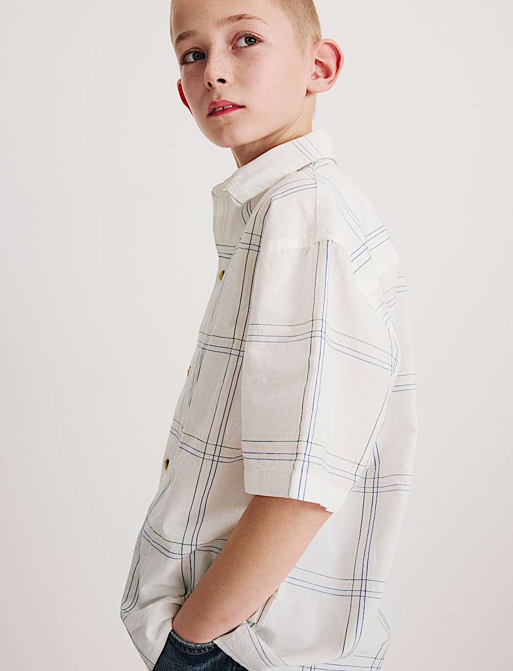 Pure Cotton Textured Check Shirt (6-16 Yrs)