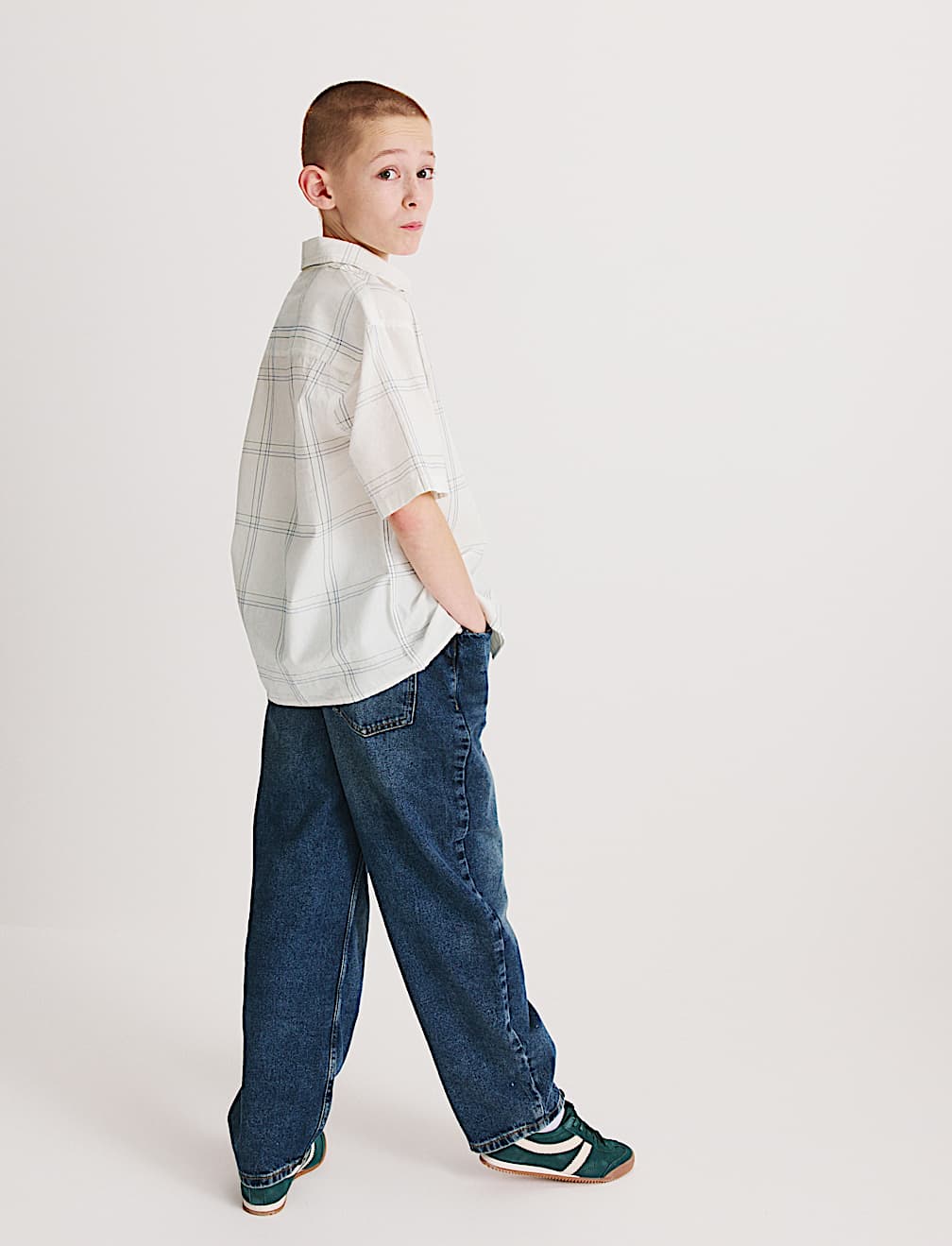 Pure Cotton Textured Check Shirt (6-16 Yrs)