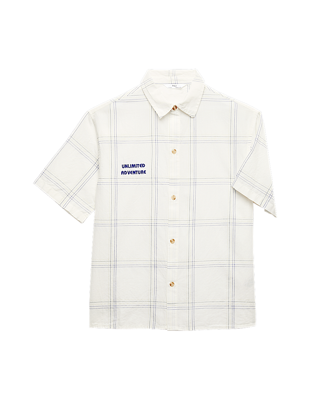Pure Cotton Textured Check Shirt (6-16 Yrs)
