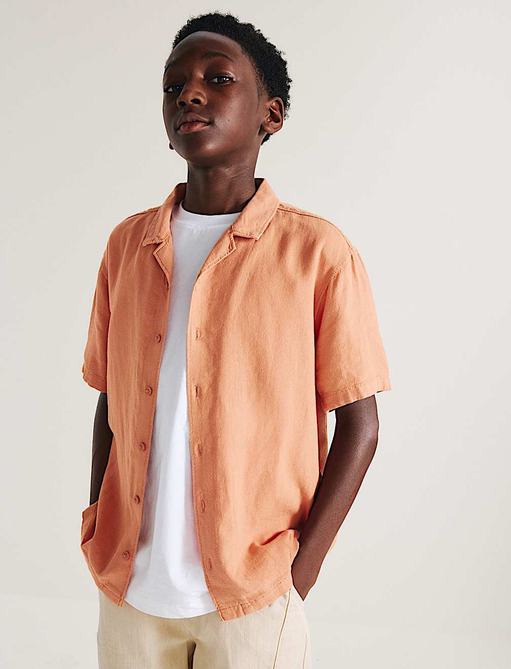 Linen Rich Plain Shirt (6-16 Yrs)