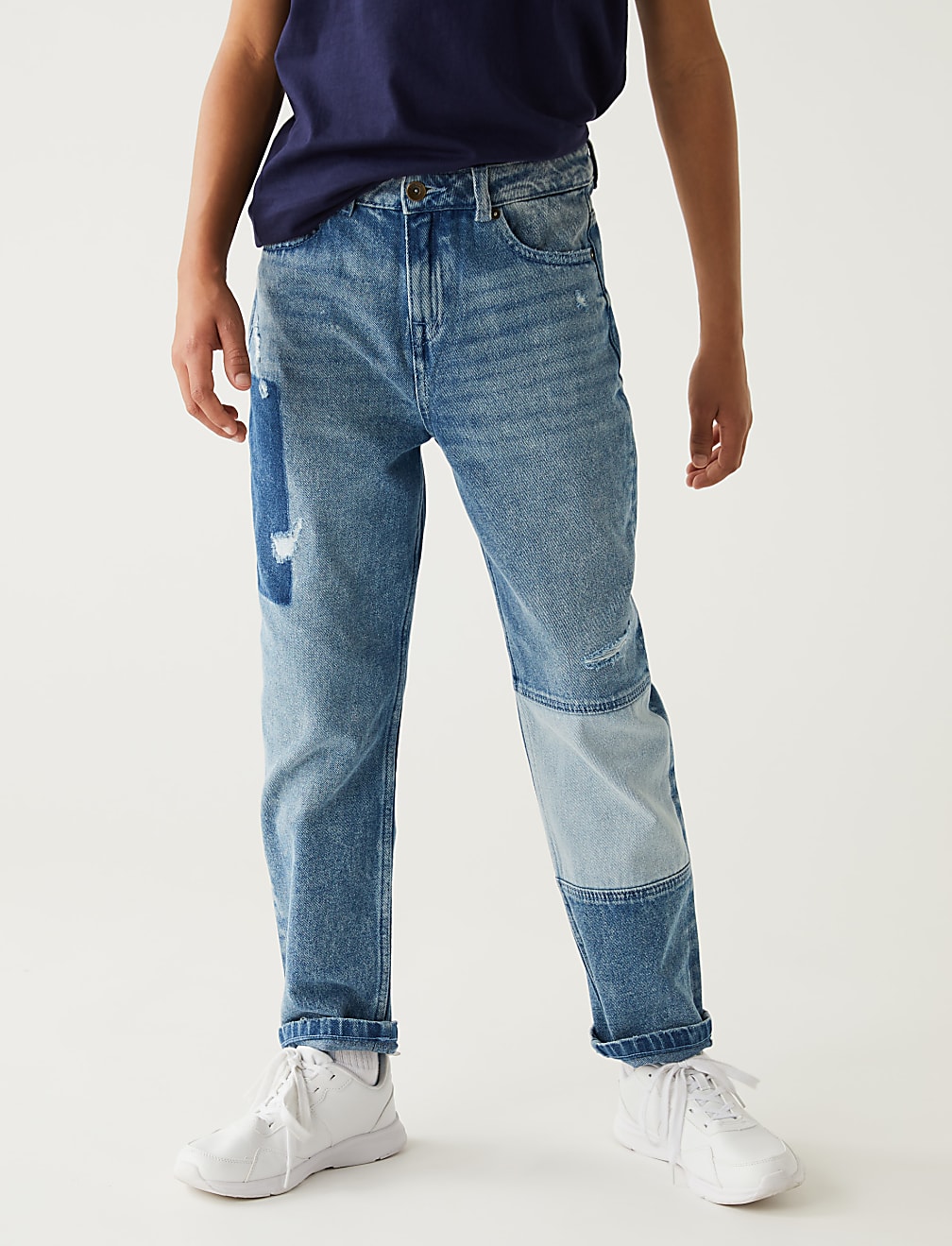 Pure Cotton Solid Regular Fit Jeans
